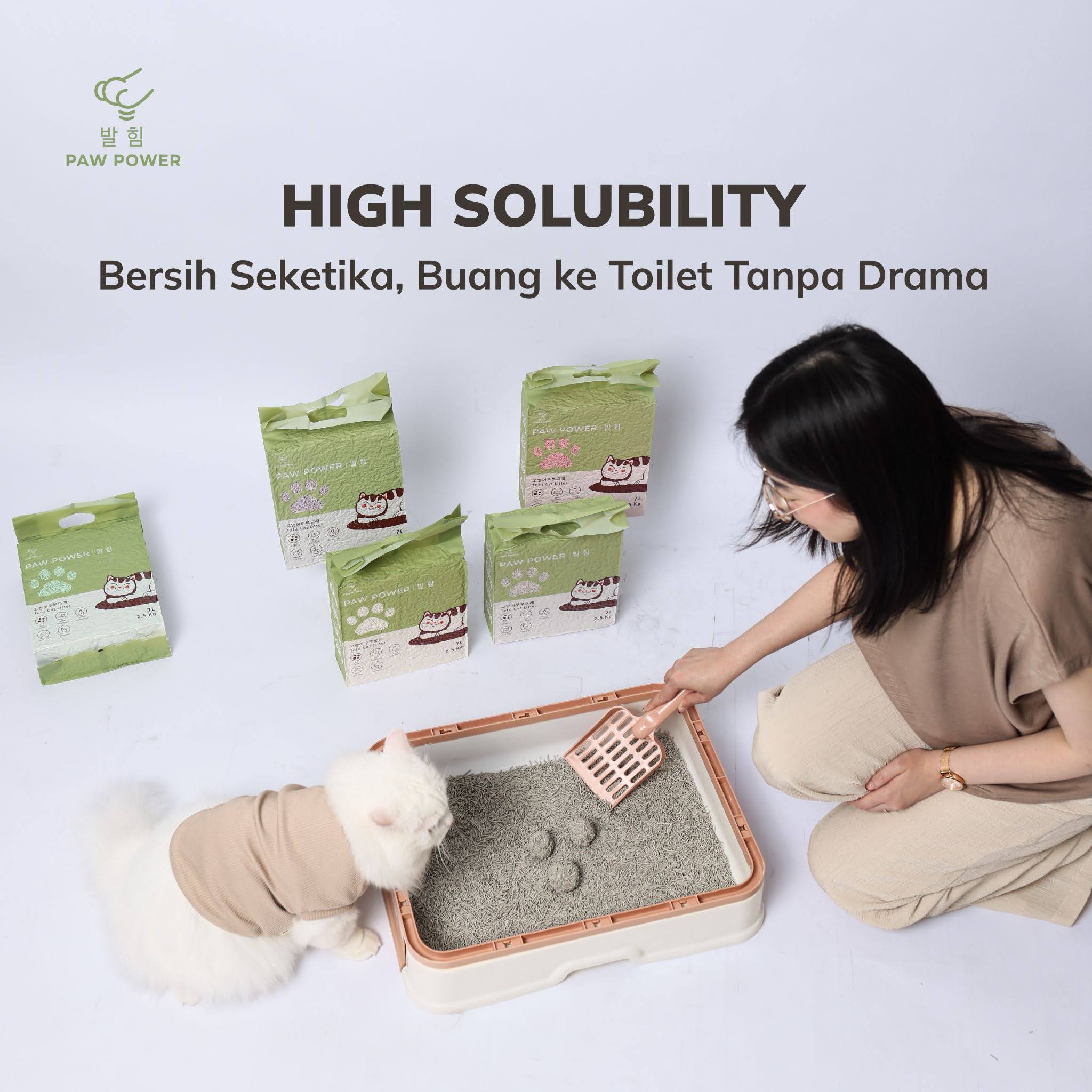 Paw Power Tofu Litter fast clumping mudah dibersihkan setiap hari